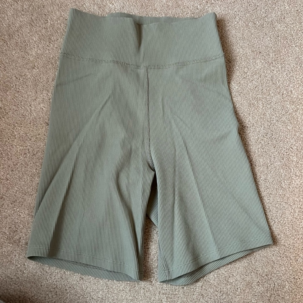 Green ribbed biker shorts from Pink.